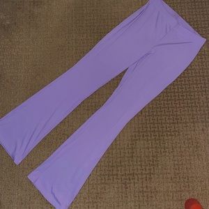 Purple Flared Legging Yoga Pant Ribbed